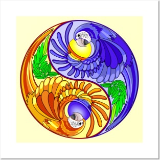 Yin Yang Macaw Parrot Zen Sign Posters and Art